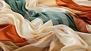 Silk textile, smooth satin, vibrant colors, elegant fashion collection generated by AI