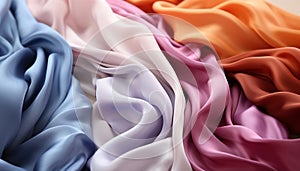 Silk textile waves in vibrant colors, a luxurious abstract design generated by AI