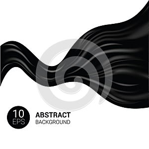 Silk vector black silky fabric and elegant dark satin material illustration set of drapery texture cloth flowing luxury