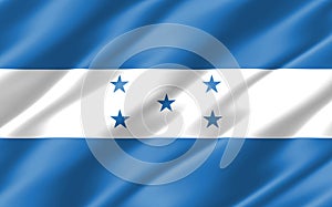 Silk wavy flag of Honduras graphic. Wavy Honduran flag 3D illustration. Rippled Honduras country flag is a symbol of freedom,