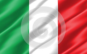 Silk wavy flag of Italy graphic. Wavy Italian flag 3D illustration. Rippled Italy country flag is a symbol of freedom, patriotism