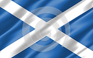 Silk wavy flag of Scotland graphic. Wavy Scottish flag illustration. Rippled Scotland country flag is a symbol of freedom,