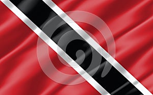 Silk wavy flag of Trinidad and Tobago graphic. Wavy Trinidadian and Tobagonian flag 3D illustration. Rippled Trinidad and Tobago photo