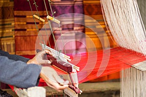 Silk weaving at north Laos.