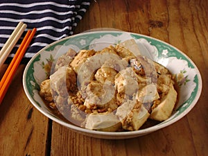 Silken tofu with meat