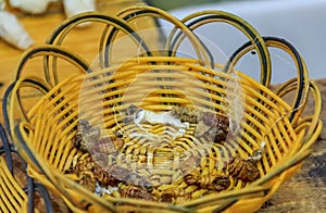 Silkworm larva, process of making silk thread by hand at a factory in Beijing, China