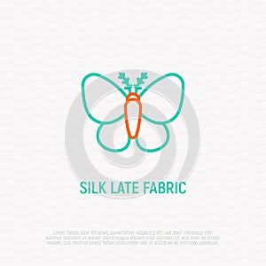 Silkworm line icon, symbol of silk late fabric