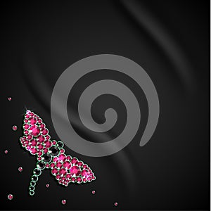 Silky background with butterfly diamond decoration