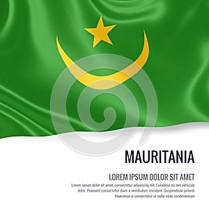 Silky flag of Mauritania waving on an isolated white background with the white text area for your advert message.