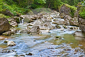 Silky mountain river, rocky scene