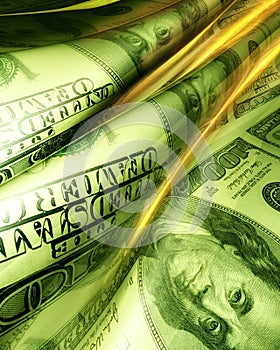 Silky smooth and glowing money abstract
