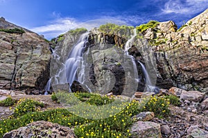 Silky Timberline Falls and Wildflowers photo