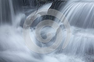 Silky, turbulent water of a small waterfall in Hebron, Connecticut