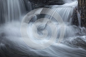 Silky, turbulent water of a small waterfall in Hebron, Connecticut