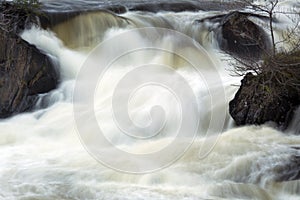 Silky water of Cargill Falls in Putnam, Connecticut in springtime