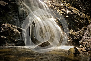 A Silky Waterfall Enters a Still Pool