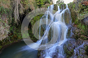 Silky waterfall in Tobera village, Burgos, Spain