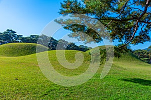 Silla Oreung royal tombs at Gyeongju, Republic of Korea photo