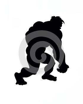 Sillouette of a caveman character walking symbol