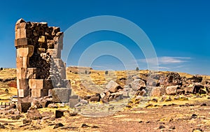 Sillustani, a pre-Incan cemetery near Puno in Peru
