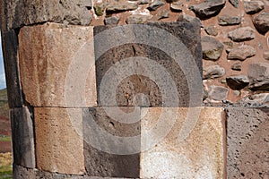 Sillustani tombs in the peruvian Andes near town Puno, Peru.