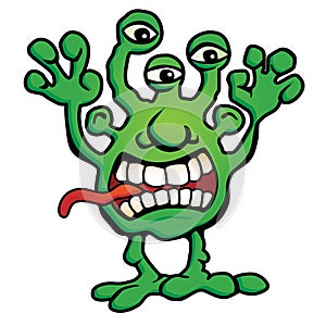 Silly Alien Monster Creature Cartoon Vector Illustration