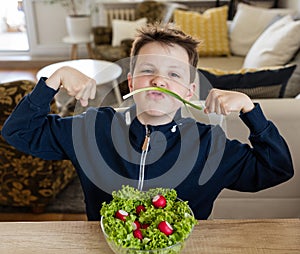 Silly boy who likes vegetable
