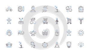 Silly people line icons collection. Clowns, Goofs, Pranksters, Buffoons, Fools, Jokers, Wackos vector and linear