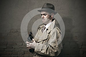 Silly vintage detective with a gun