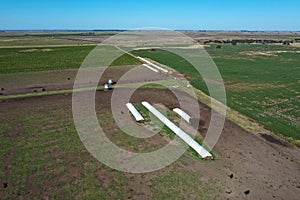 Silo bag, grain storage in Pampas countryside,