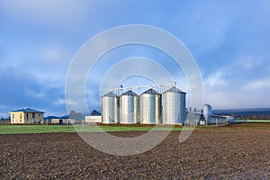 Silo in beautiful landscape with dramatical light