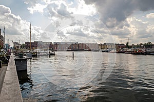 View on the Westerdok area from the SIlodam in Amsterdam center, the Netherlands