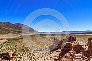 Siloli Desert in Altiplano of Bolivia by Uyuni photo