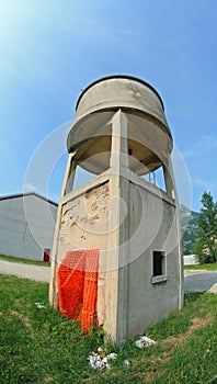 Silos of drinking water in an old train station