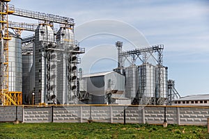 silos granary elevator on agro-industrial complex with seed cleaning and drying line for grain storage