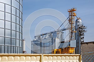 silos granary elevator on agro-industrial complex with seed cleaning and drying line for grain storage