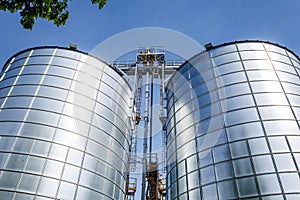 silos granary elevator on agro-industrial complex with seed cleaning and drying line for grain storage