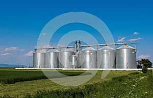 Silos in green field