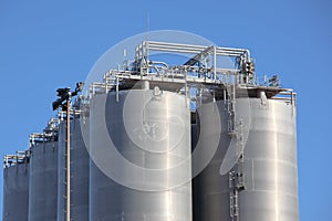 Silos in a oil refinery