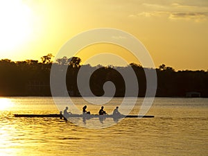 Silouhetted Rowing team