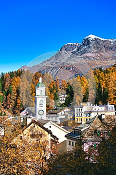 Sils maria village in the Engadine valley near Sankt Moritz Sxizzera photo