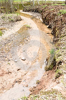 Silt eroding along creek