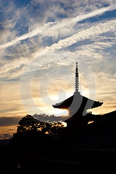 Siluate photo of Pagoda in Kyoto