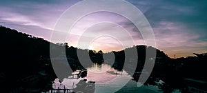 Siluete lake in the morning