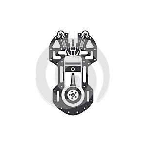 Siluette engine icon on white background