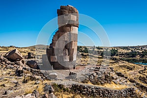 Silustani tombs peruvian Andes Puno Peru photo