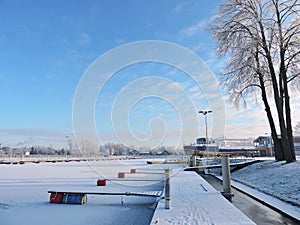 Silute Marina in winter, Lithuania