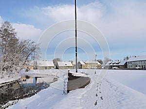 Silute town in winter, Lithuania