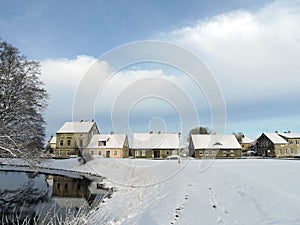 Silute town in winter, Lithuania