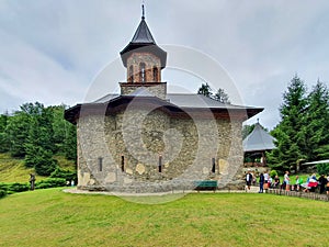 SILVASU DE SUS, ROMANIA - Jul 12, 2020: Prislop Monastery from Hunedoara County